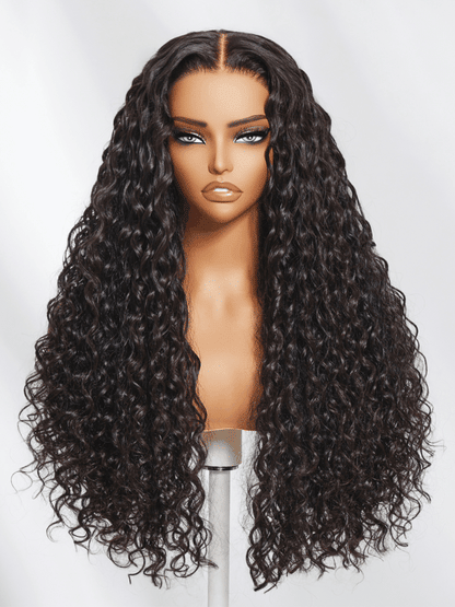 No-Slip Cap Glueless Lace Water Wave Wig Put On & Go Human Hair Wig with Baby Hair Lightweight & Breathable