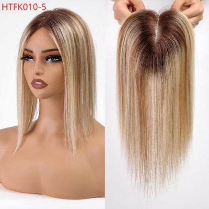 Luxury 100% Remy Human Hair Topper – Breathable Silk Base Hairpiece with Bangs for Seamless Volume