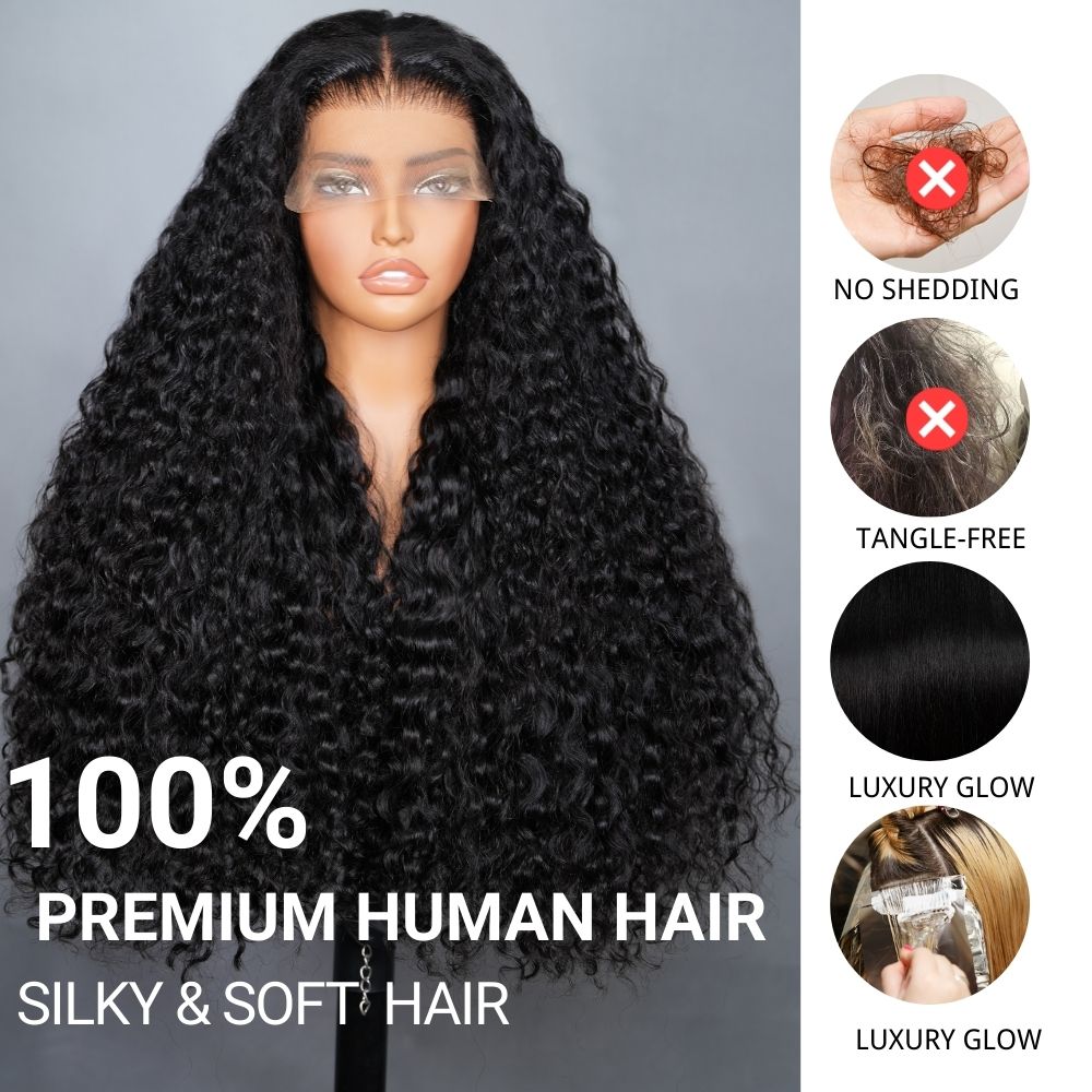 250% Density Luxury Deep Wave Virgin Human Hair HD Full Lace Front Wig Super Double Drawn Level