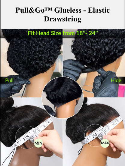 No-Slip Cap Glueless Lace Water Wave Wig Put On & Go Human Hair Wig with Baby Hair Lightweight & Breathable