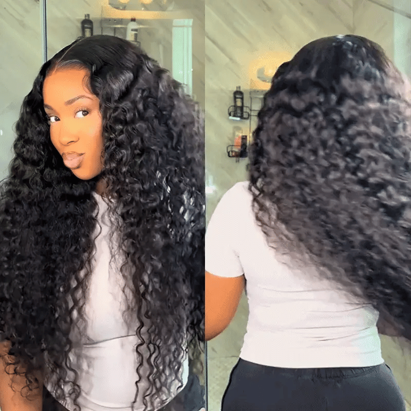 Pre Everything Deep Curly Transparent Full Lace Frontal Glueless Human Hair Wig Flash Sale