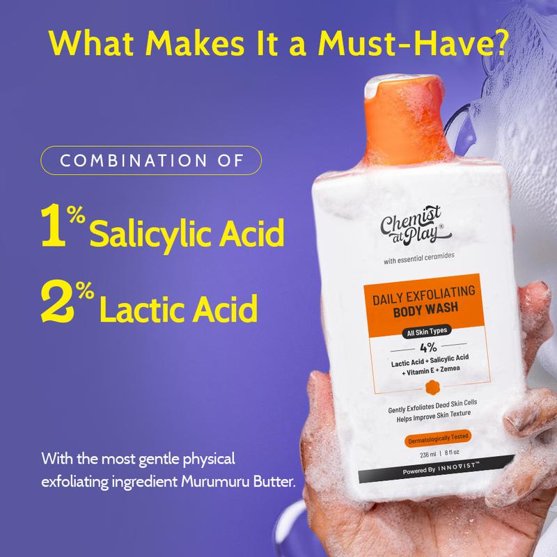 Lactic Acid Exfoliating Body Wash – Smooths Bumps & Strawberry Skin