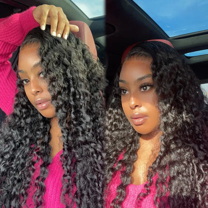 Pre Everything Deep Curly Transparent Full Lace Frontal Glueless Human Hair Wig Flash Sale